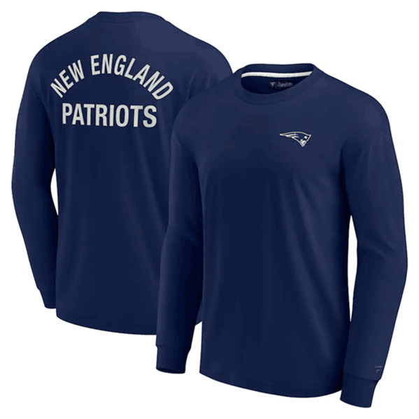 Men's New England Patriots Navy Signature Unisex Super Soft Long Sleeve T-Shirt